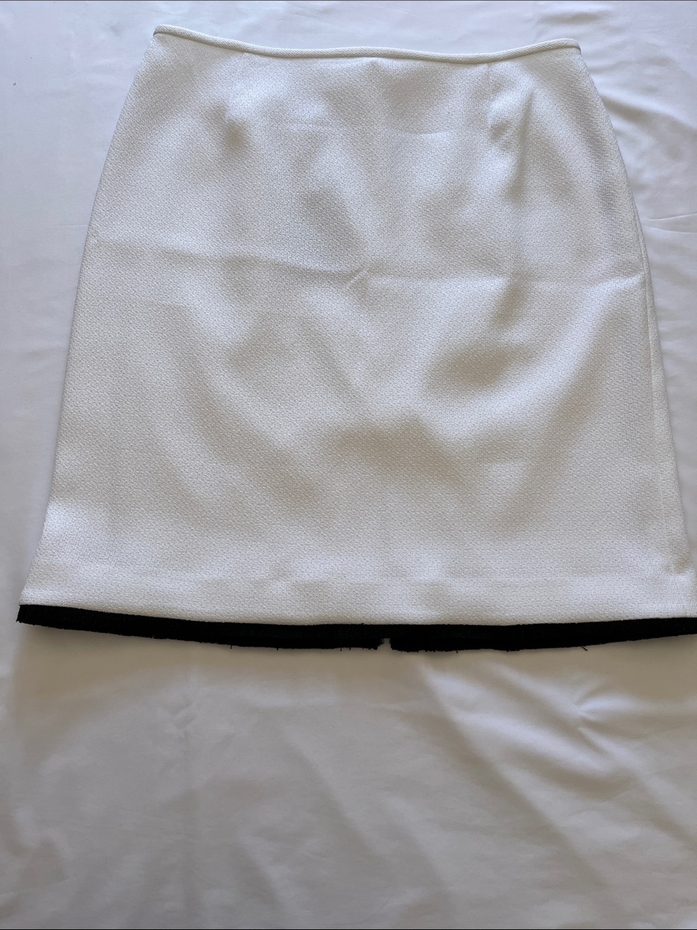 Preston & York White Pencil Skirt with Black Hem